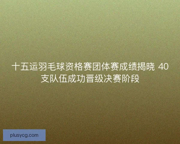 十五运羽毛球资格赛团体赛成绩揭晓 40支队伍成功晋级决赛阶段