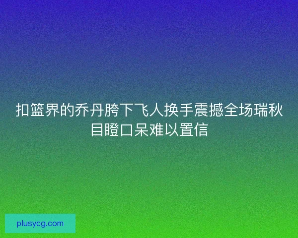 扣篮界的乔丹胯下飞人换手震撼全场瑞秋目瞪口呆难以置信