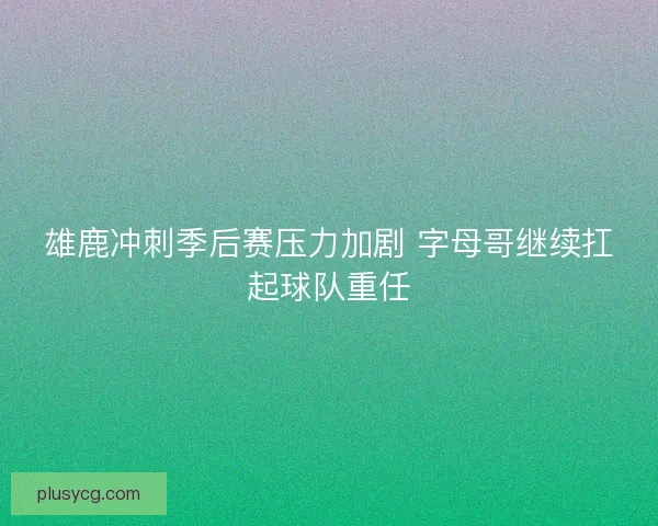 雄鹿冲刺季后赛压力加剧 字母哥继续扛起球队重任